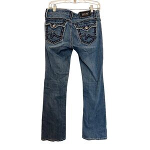 Miss Me Irene Bootcut Jeans Size 29 Low Rise Distressed Sycamore Wash Embellishe